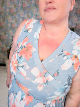11- Dress/Romp/Jump Hazel Faux Wrap Front Maxi Dress in Florals (2 Colors) plus size clothing