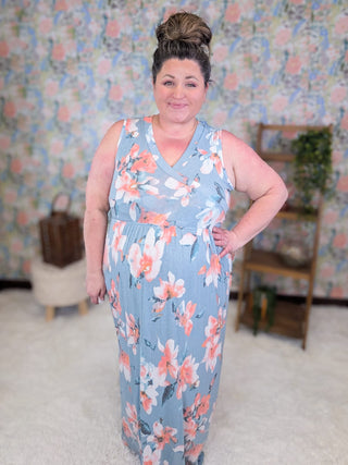 11- Dress/Romp/Jump Hazel Faux Wrap Front Maxi Dress in Florals (2 Colors) plus size clothing