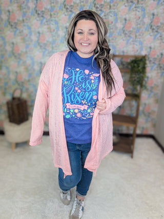 He is Risen Tee on Purple *DEAL*-6- Graphic Tops-i love my freedom-Styled by Stacked - A Plus Size Women's Boutique in Lakeville, MN