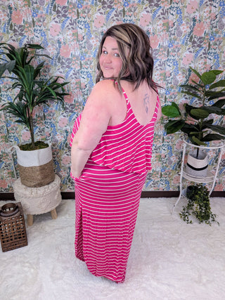 Helena Striped Sleeveless Maxi Dress w/Flutter Top (2 Colors)-11- Dress/Romp/Jump-sweet lovely by jen-Styled by Stacked - A Plus Size Women's Boutique in Lakeville, MN