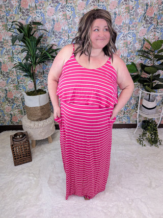Helena Striped Sleeveless Maxi Dress w/Flutter Top (2 Colors)-11- Dress/Romp/Jump-sweet lovely by jen-Styled by Stacked - A Plus Size Women's Boutique in Lakeville, MN