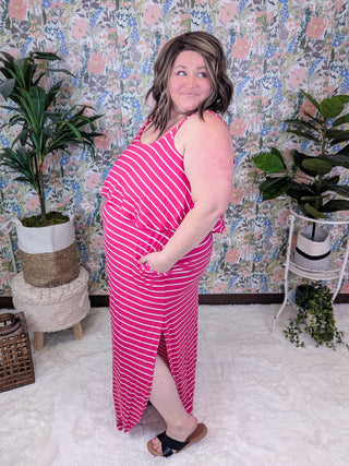Helena Striped Sleeveless Maxi Dress w/Flutter Top (2 Colors)-11- Dress/Romp/Jump-sweet lovely by jen-Styled by Stacked - A Plus Size Women's Boutique in Lakeville, MN