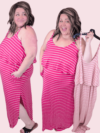 Helena Striped Sleeveless Maxi Dress w/Flutter Top (2 Colors)-11- Dress/Romp/Jump-sweet lovely by jen-Styled by Stacked - A Plus Size Women's Boutique in Lakeville, MN