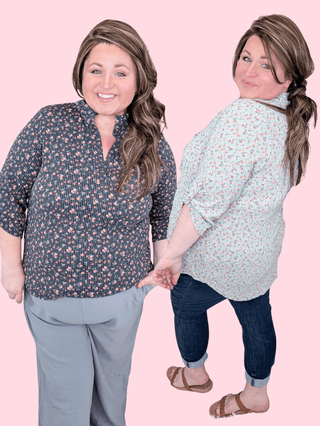 8- Legging/Lounge/Bralette Henri 3/4 Sleeve Gabby Ribbed Top in Florals plus size clothing