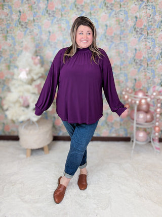 Hope Flowy Mockneck Long Sleeve Top (4 Colors)-2- Long Sleeve Tops-WHITE BIRCH-Styled by Stacked - A Plus Size Women's Boutique in Lakeville, MN