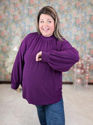 Hope Flowy Mockneck Long Sleeve Top (4 Colors)-2- Long Sleeve Tops-WHITE BIRCH-Styled by Stacked - A Plus Size Women's Boutique in Lakeville, MN