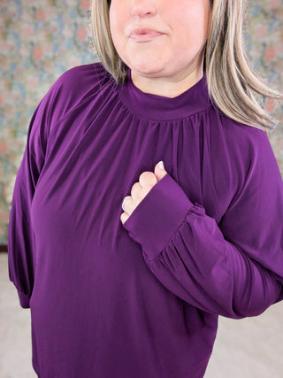 Hope Flowy Mockneck Long Sleeve Top (4 Colors)-2- Long Sleeve Tops-WHITE BIRCH-Styled by Stacked - A Plus Size Women's Boutique in Lakeville, MN