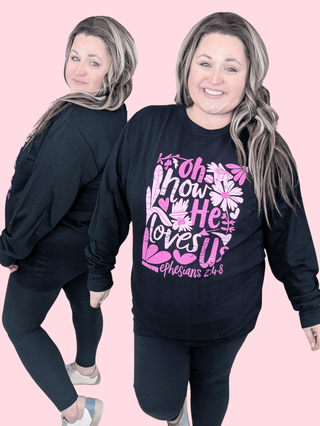 How He Loves Us Crewneck Pullover *DEAL*-6- Graphic Tops-i love my freedom-Styled by Stacked - A Plus Size Women's Boutique in Lakeville, MN