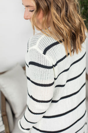 Isabella Ivory Striped Cardigan