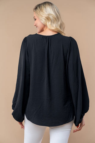 2- Long Sleeve Tops Irene Airflow Vneck Top in Black plus size clothing
