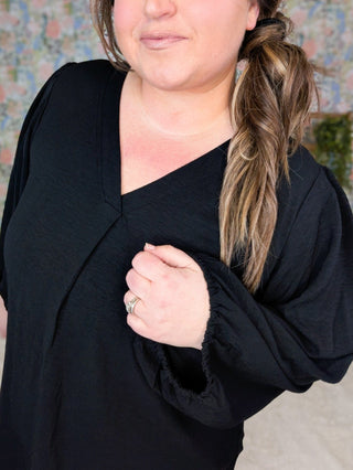 2- Long Sleeve Tops Irene Airflow Vneck Top in Black plus size clothing