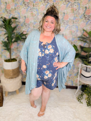Delta Sleeveless Romper in Navy Ribbed Floral-11- Dress/Romp/Jump-HEIMISH-Styled by Stacked - A Plus Size Women's Boutique in Lakeville, MN