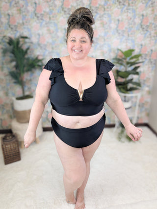 ***Isla Metal Accent Ruffle Strap 2pc Swimsuit (2 colors)-SWIMWEAR-WHITE BIRCH-Styled by Stacked - A Plus Size Women's Boutique in Lakeville, MN