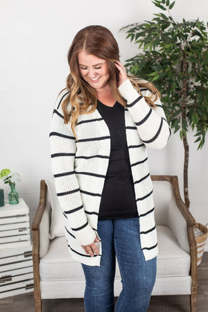 Isabella Ivory Striped Cardigan