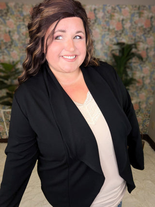 Jaci Stretch Crepe Blazer in Black-4- Overlayer Tops-WHITE BIRCH-Styled by Stacked - A Plus Size Women's Boutique in Lakeville, MN