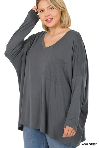 Jamie Luxe Slouchy Long Sleeve Top-2- Long Sleeve Tops-zenana-Styled by Stacked - A Plus Size Women's Boutique in Lakeville, MN