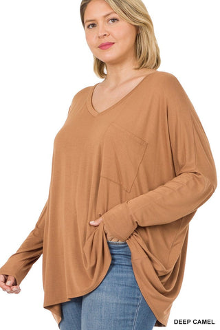 Jamie Luxe Slouchy Long Sleeve Top-2- Long Sleeve Tops-zenana-Styled by Stacked - A Plus Size Women's Boutique in Lakeville, MN
