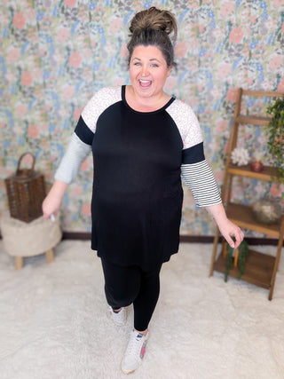 2- Long Sleeve Tops Janie 3/4 Sleeve Ditsy Floral Shoulder Raglan (2 Colors) plus size clothing