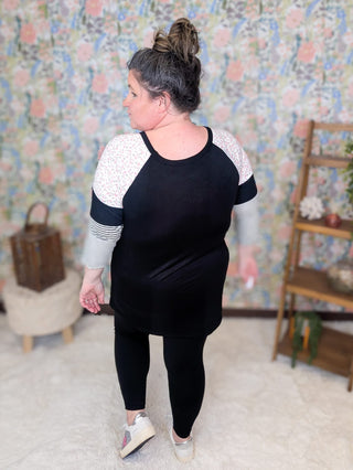 2- Long Sleeve Tops Janie 3/4 Sleeve Ditsy Floral Shoulder Raglan (2 Colors) plus size clothing