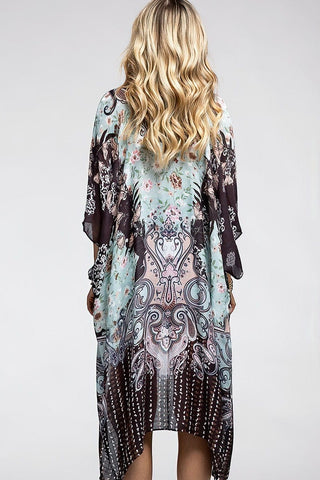Janis Paisley + Floral Kimono in Mint Chocolate-KIMONO-urbanista-Styled by Stacked - A Plus Size Women's Boutique in Lakeville, MN