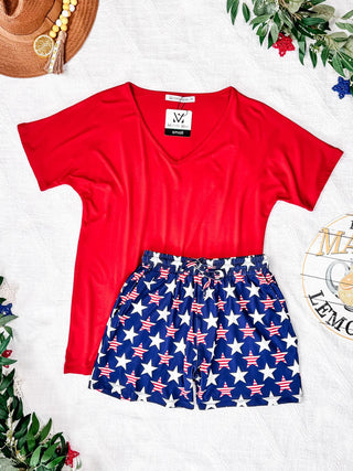 Jaymee Drawstring Lounge Shorts in Americana-10- Bottoms Non-Denim-MICHELLE MAE-Styled by Stacked - A Plus Size Women's Boutique in Lakeville, MN