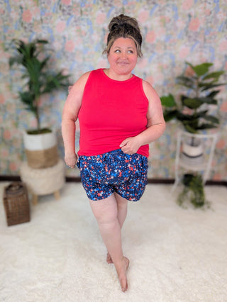 Jaymee Drawstring Lounge Shorts in Americana-10- Bottoms Non-Denim-MICHELLE MAE-Styled by Stacked - A Plus Size Women's Boutique in Lakeville, MN
