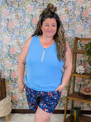 10- Bottoms Non-Denim Jaymee Drawstring Lounge Shorts in Americana plus size clothing