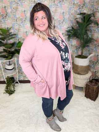 Jeannie Cashmere Soft Draped Front Solid Cardigan-4- Overlayer Tops-WHITE BIRCH-Styled by Stacked - A Plus Size Women's Boutique in Lakeville, MN