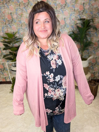 Jeannie Cashmere Soft Draped Front Solid Cardigan-4- Overlayer Tops-WHITE BIRCH-Styled by Stacked - A Plus Size Women's Boutique in Lakeville, MN