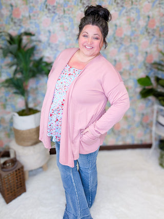 Jeannie Cashmere Soft Draped Front Solid Cardigan-4- Overlayer Tops-WHITE BIRCH-Styled by Stacked - A Plus Size Women's Boutique in Lakeville, MN