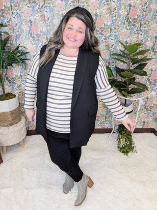 Jenna Vest Blazer w/Pockets (2 COLORS)-4- Overlayer Tops-WHITE BIRCH-Styled by Stacked - A Plus Size Women's Boutique in Lakeville, MN