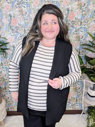 Jenna Vest Blazer w/Pockets (2 COLORS)-4- Overlayer Tops-WHITE BIRCH-Styled by Stacked - A Plus Size Women's Boutique in Lakeville, MN