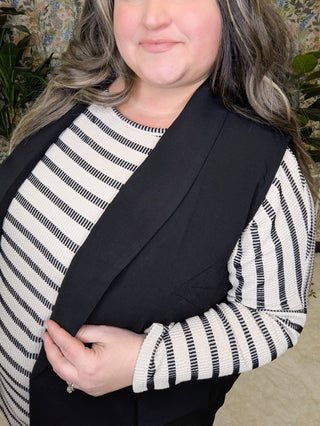 Jenna Vest Blazer w/Pockets (2 COLORS)-4- Overlayer Tops-WHITE BIRCH-Styled by Stacked - A Plus Size Women's Boutique in Lakeville, MN