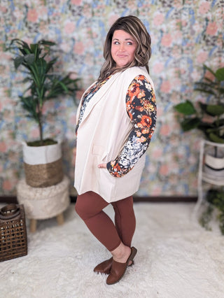 Mina Long Sleeve Button Babydoll in Fall Floral-2- Long Sleeve Tops-HEIMISH-Styled by Stacked - A Plus Size Women's Boutique in Lakeville, MN