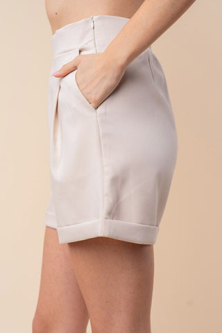 Jennalynn Trouser Shorts in Neutrals-10- Bottoms Non-Denim-WHITE BIRCH-Styled by Stacked - A Plus Size Women's Boutique in Lakeville, MN