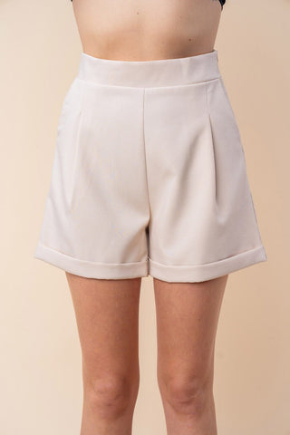 Jennalynn Trouser Shorts in Neutrals-10- Bottoms Non-Denim-WHITE BIRCH-Styled by Stacked - A Plus Size Women's Boutique in Lakeville, MN