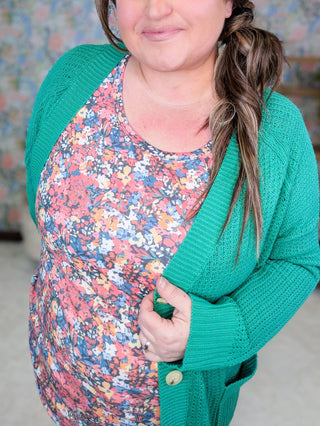 4- Overlayer Tops Joanna Slouchy Patch Pocket Grandpa Cardigan in Green plus size clothing