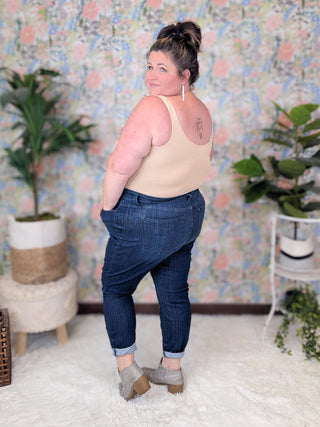 Judy Blue Adjustable Waist Darkwash Skinny-9- Bottoms Denim-Judy Blue-Styled by Stacked - A Plus Size Women's Boutique in Lakeville, MN