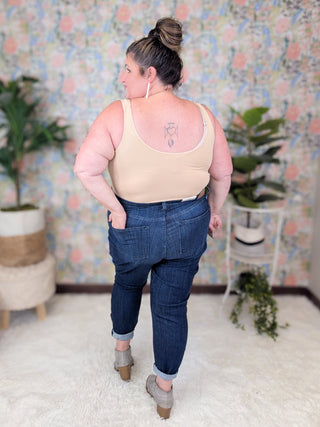 Judy Blue Adjustable Waist Darkwash Skinny-9- Bottoms Denim-Judy Blue-Styled by Stacked - A Plus Size Women's Boutique in Lakeville, MN