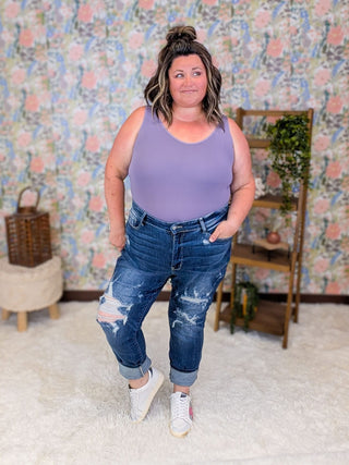 9- Bottoms Denim Judy Blue Cuffed Distressed Slim Fit Jeans plus size clothing