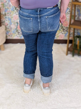 9- Bottoms Denim Judy Blue Cuffed Distressed Slim Fit Jeans plus size clothing