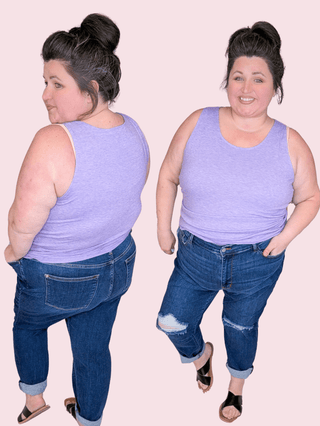 Judy Blue Darkwash Distressed Cuff Slim Fit Jeans-9- Bottoms Denim-Judy Blue-Styled by Stacked - A Plus Size Women's Boutique in Lakeville, MN