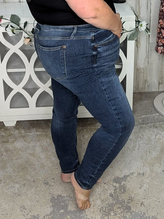 Judy Blue Everyday Medium Wash Handsanded Skinny Jean-9- Bottoms Denim-Judy Blue-Styled by Stacked - A Plus Size Women's Boutique in Lakeville, MN