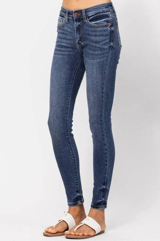 Judy Blue Everyday Medium Wash Handsanded Skinny Jean-9- Bottoms Denim-Judy Blue-Styled by Stacked - A Plus Size Women's Boutique in Lakeville, MN