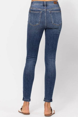 Judy Blue Everyday Medium Wash Handsanded Skinny Jean-9- Bottoms Denim-Judy Blue-Styled by Stacked - A Plus Size Women's Boutique in Lakeville, MN