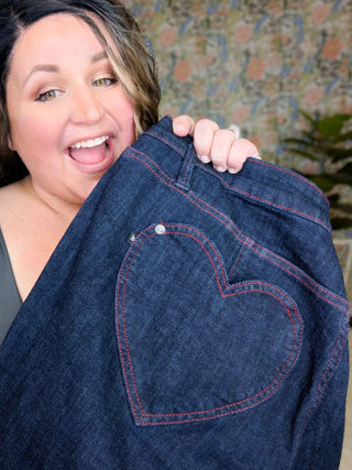 Judy Blue Dark Wash Skinny Jeans w/Heart Pocket-9- Bottoms Denim-Judy Blue-Styled by Stacked - A Plus Size Women's Boutique in Lakeville, MN