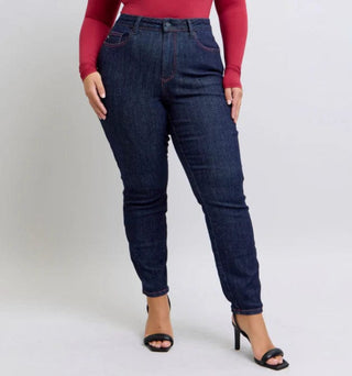 Judy Blue Dark Wash Skinny Jeans w/Heart Pocket-9- Bottoms Denim-Judy Blue-Styled by Stacked - A Plus Size Women's Boutique in Lakeville, MN