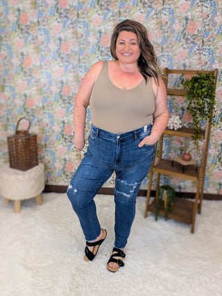 9- Bottoms Denim Judy Blue High Rise Darkwash Distressed Skinny plus size clothing