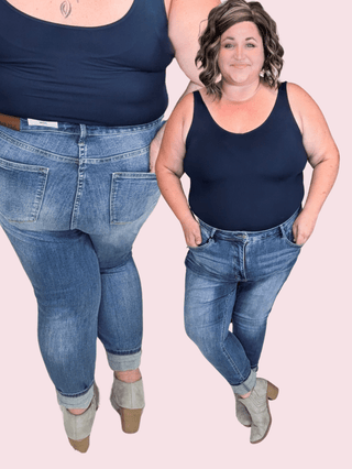 Judy Blue High Rise Medium-Light Wash Tummy Control Skinny-9- Bottoms Denim-Judy Blue-Styled by Stacked - A Plus Size Women's Boutique in Lakeville, MN