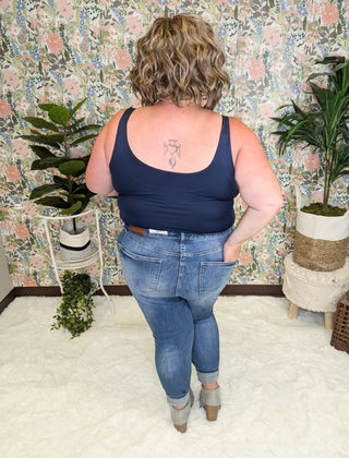 Judy Blue High Rise Medium-Light Wash Tummy Control Skinny-9- Bottoms Denim-Judy Blue-Styled by Stacked - A Plus Size Women's Boutique in Lakeville, MN